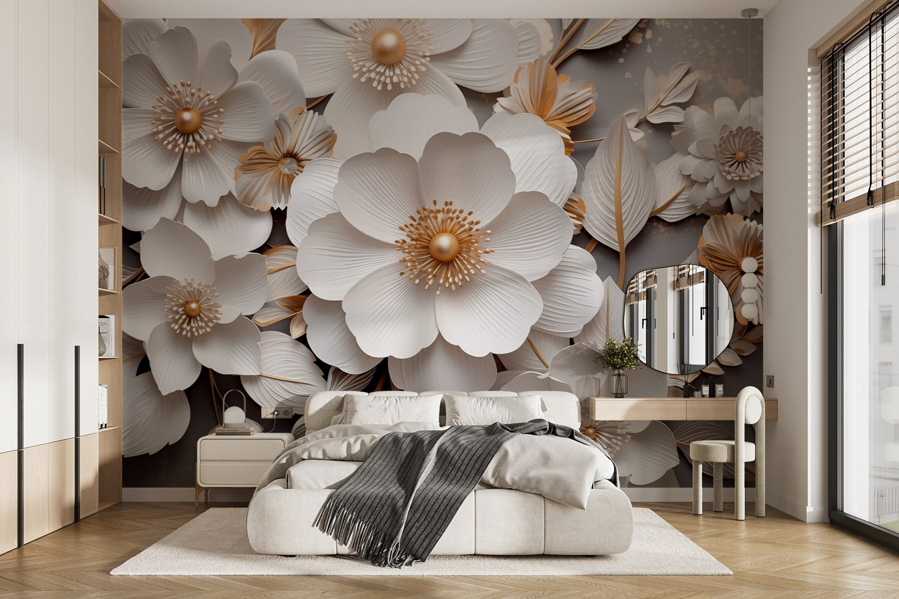 Elegant paper flowers in soft tones