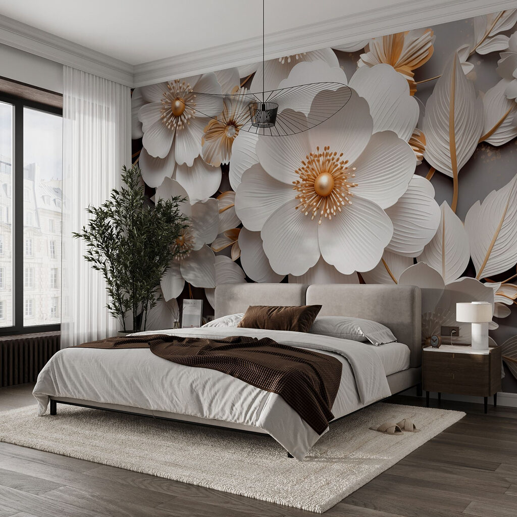 Elegant paper flowers in soft tones