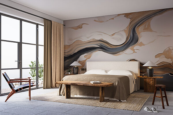 Fotomurales Fotomurales Remolinos blancos y negros sobre una superficie blanca (SKU: w09001)