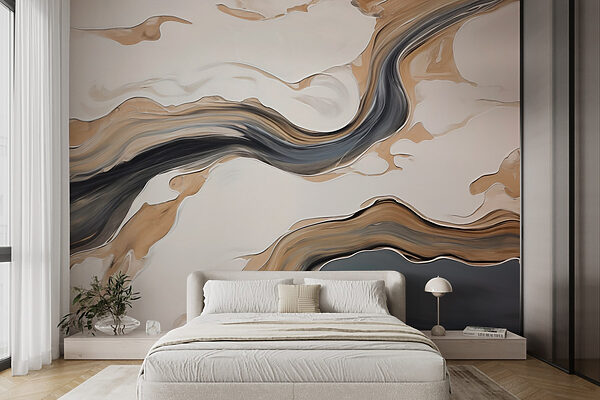 White and black swirls on a white surface