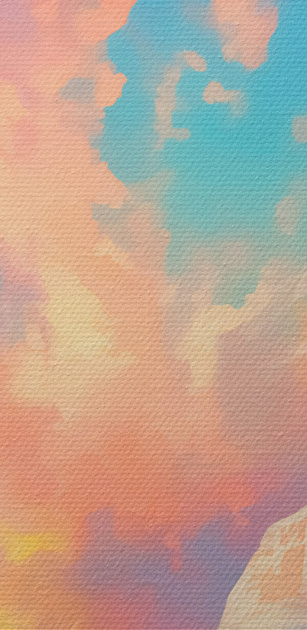Painting of a mountain and water