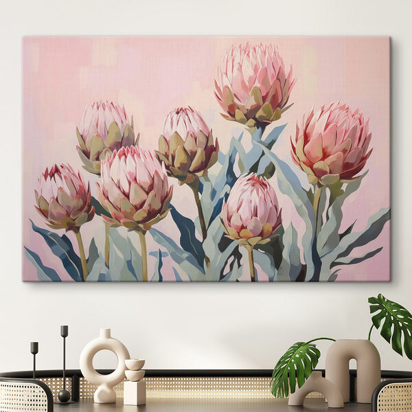 Cuadros Cuadro de flores sobre fondo rosa
