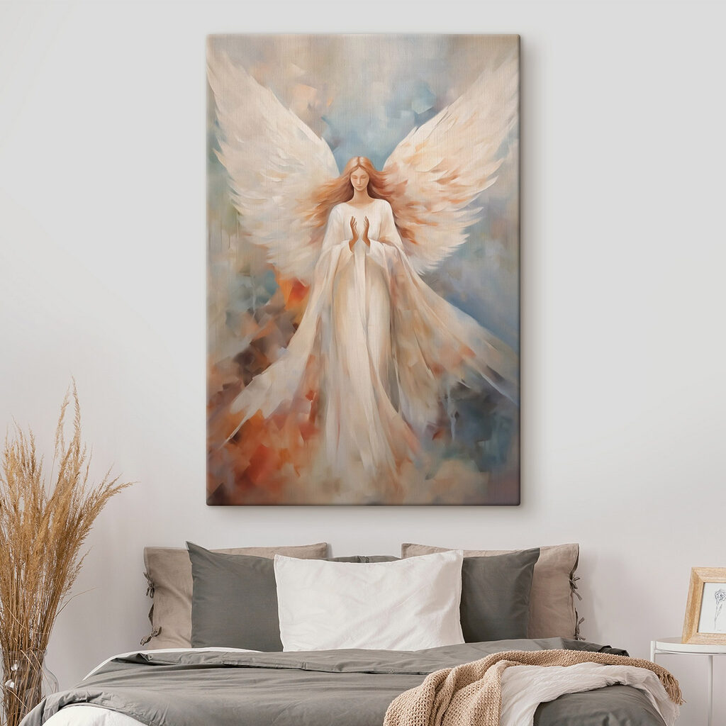 Painting of a woman with wings