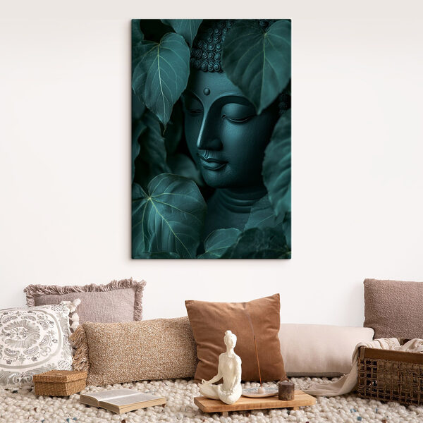 Cuadros Estatua del rostro de una persona rodeada de hojas (SKU: s44004) Cuadros Cuadros Estatua del rostro de una persona rodeada de hojas (SKU: s44004)
