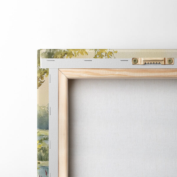 Watercolor painting of a table with potted plants on it Watercolor painting of a table with potted plants on it