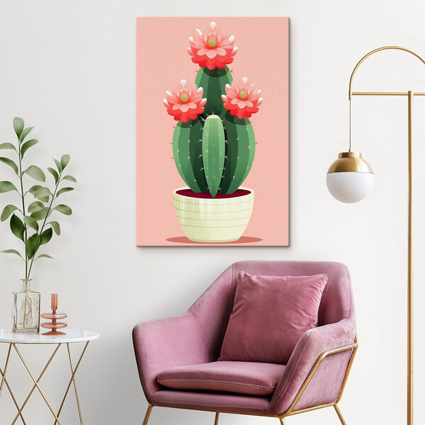 Cuadros Cuadros Cactus con flores rosas (SKU: s43996)