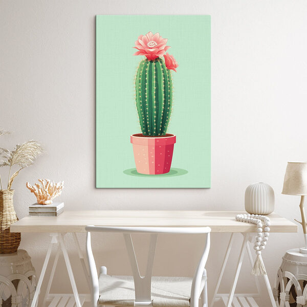 Cuadros Cuadros Cactus con una flor (SKU: s43998)