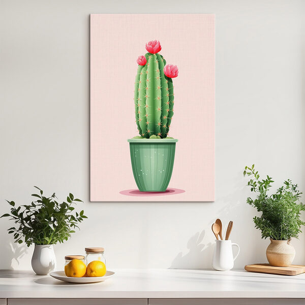 Cuadros Cactus con flores en una maceta