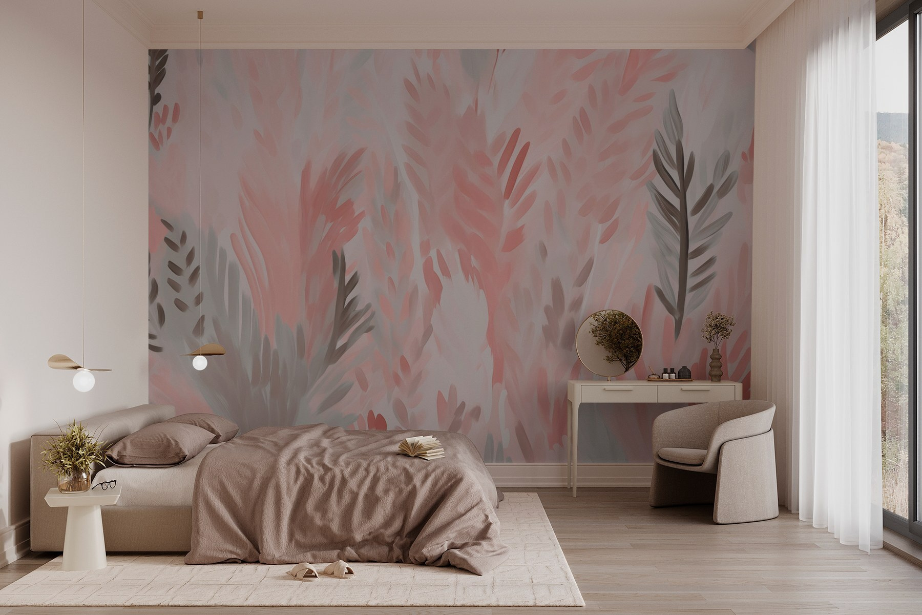 Pink and grey leaves