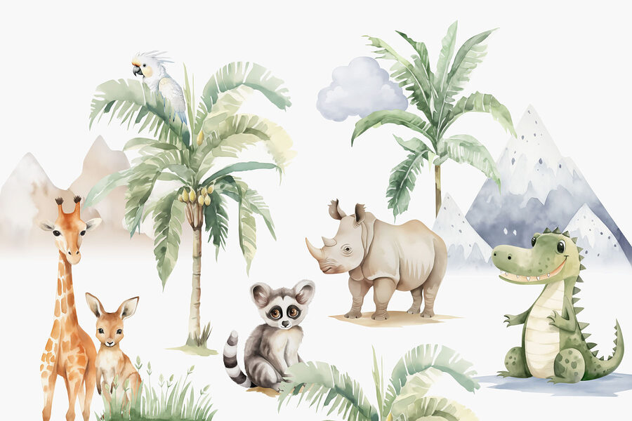 Grupo de animales en un bosque