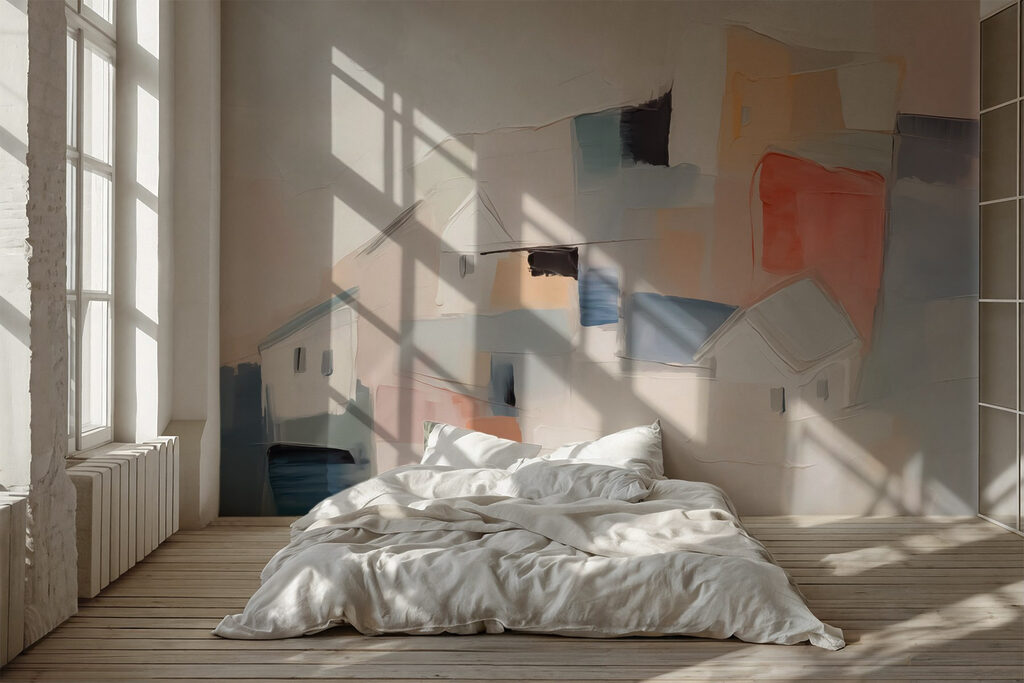 Painting of houses in different colors