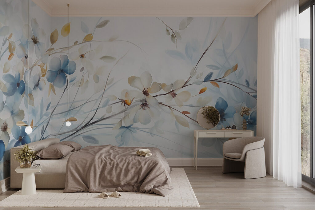 Painting of flowers and leaves