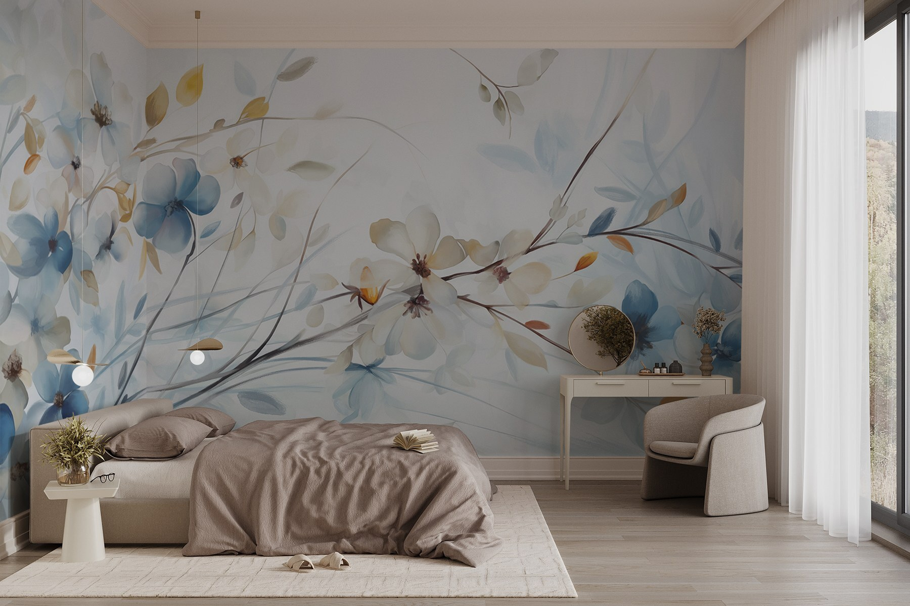 Painting of flowers and leaves
