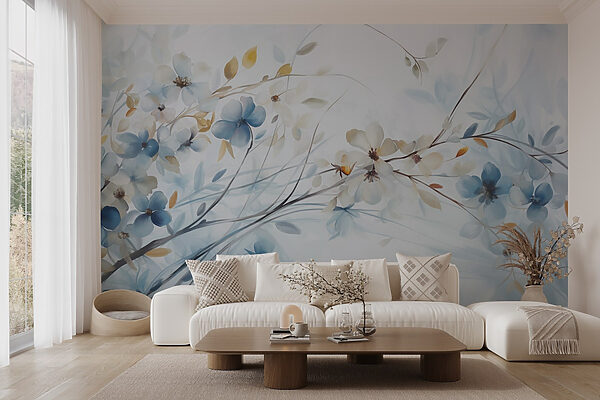 Painting of flowers and leaves