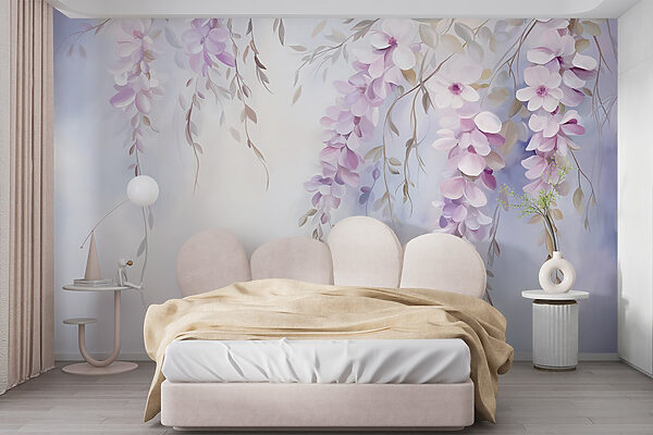 Pintura de flores en una rama Pintura de flores en una rama