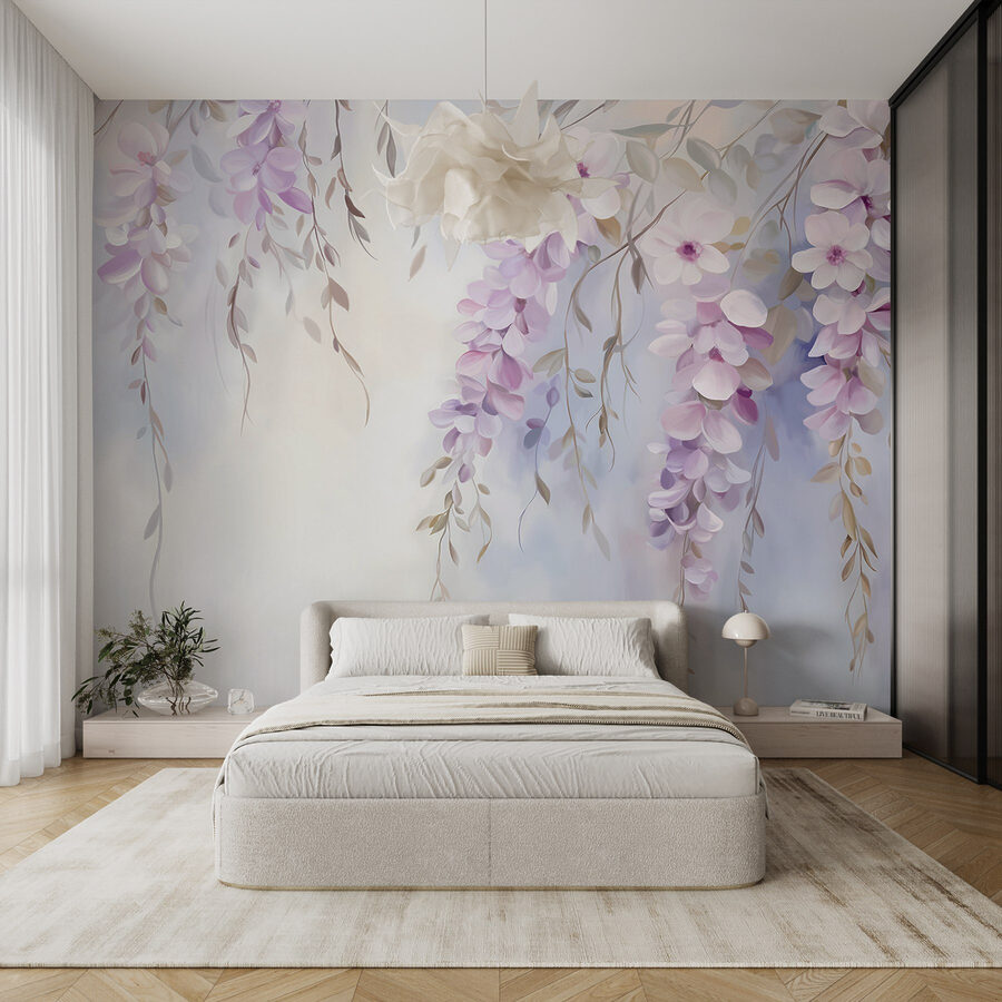 Pintura de flores en una rama