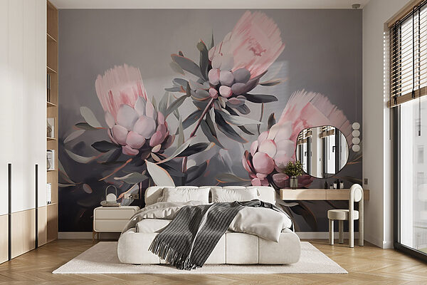 Fotomurales Fotomurales Pintura de flores rosas (SKU: w09014)