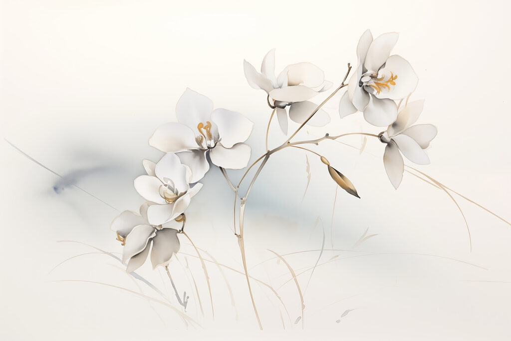 White flowers on a branch White flowers on a branch