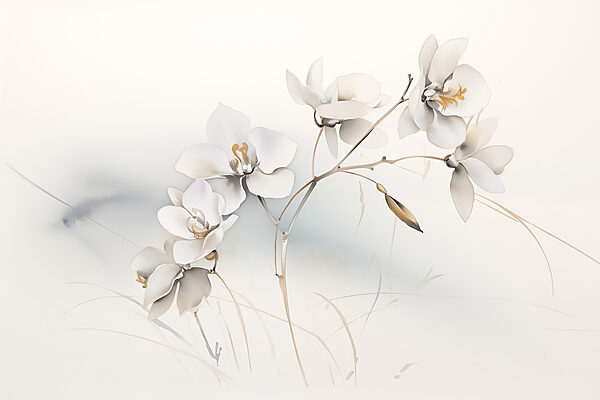 White flowers on a branch White flowers on a branch