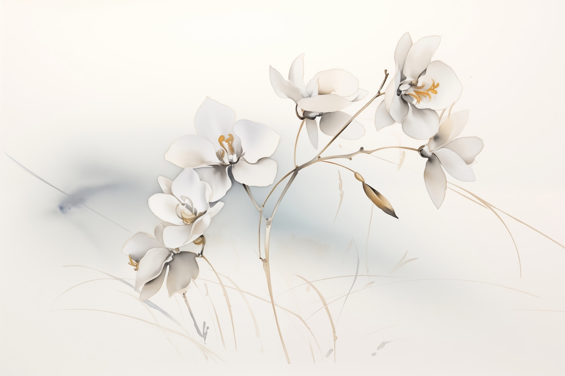 White flowers on a branch White flowers on a branch