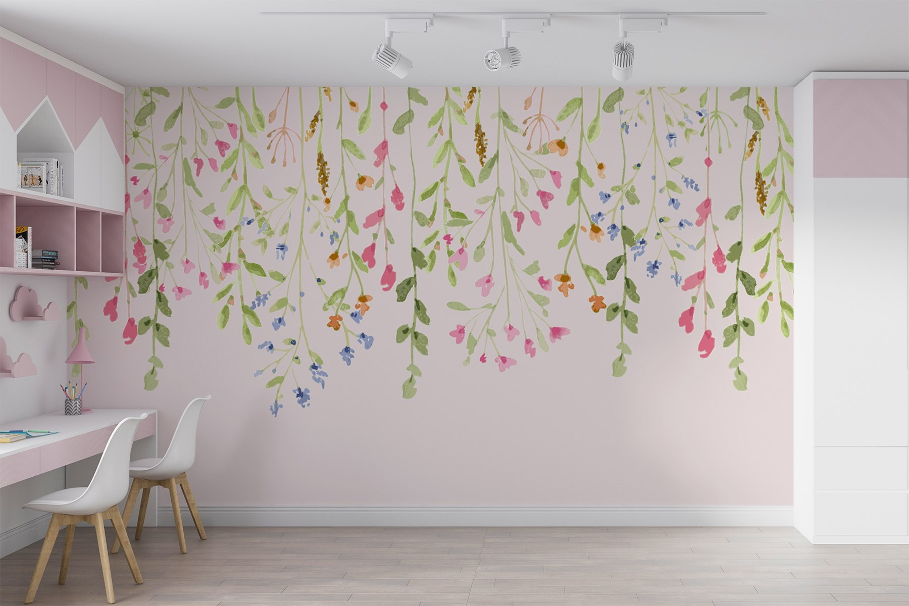 Painting of flowers and leaves