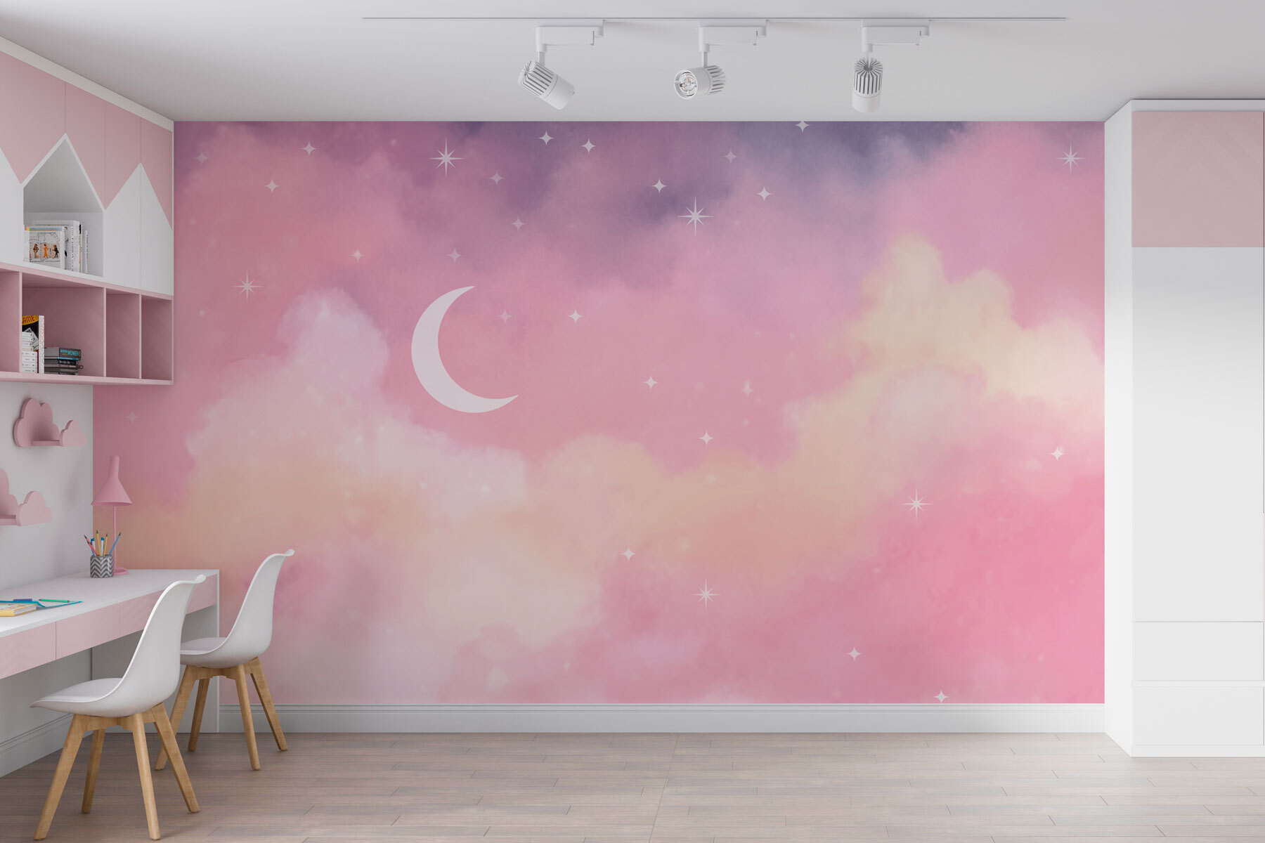Moon and stars in the sky