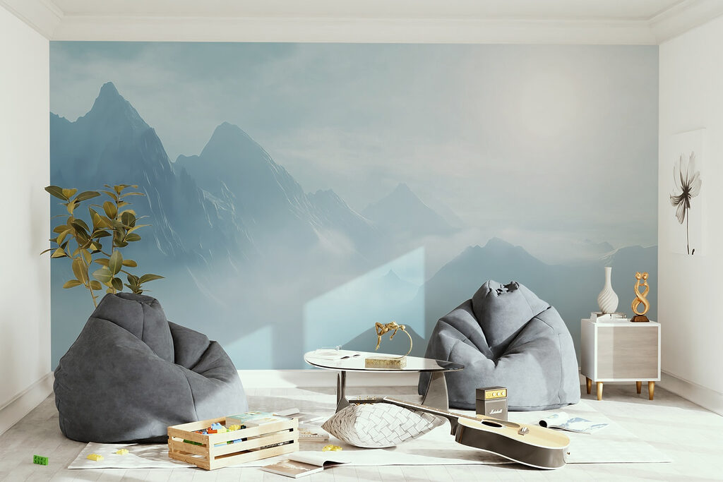 Mountain range with clouds and the sun Mountain range with clouds and the sun