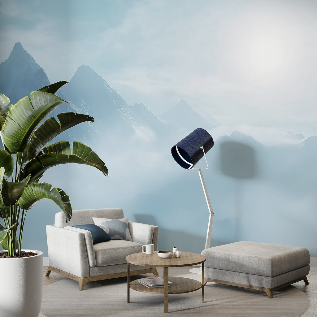 Mountain range with clouds and the sun Mountain range with clouds and the sun