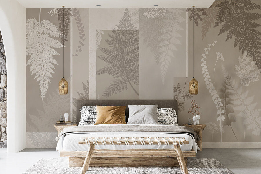 Motivo floral gris y blanco