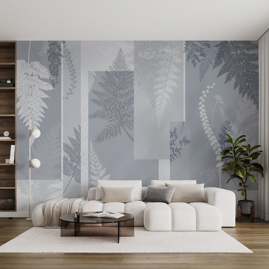 Motivo floral gris y blanco