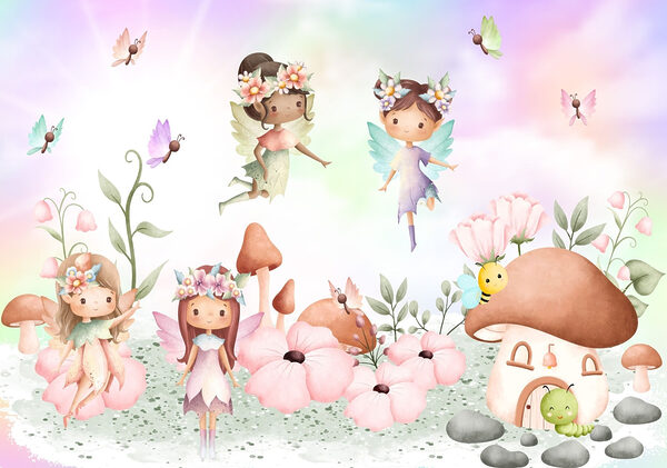 Group of fairies in a garden Group of fairies in a garden