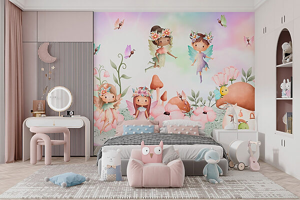 Group of fairies in a garden Group of fairies in a garden