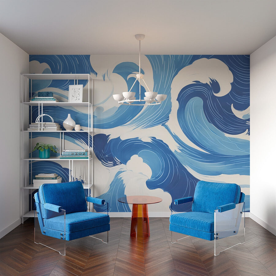 Olas azules y blancas