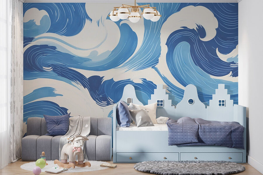 Olas azules y blancas
