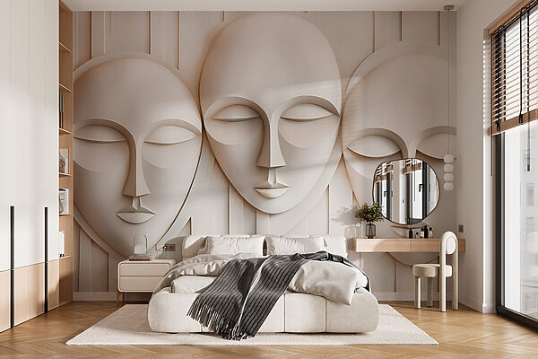 Fotomurales Fotomurales Grupo de máscaras blancas (SKU: w03733)