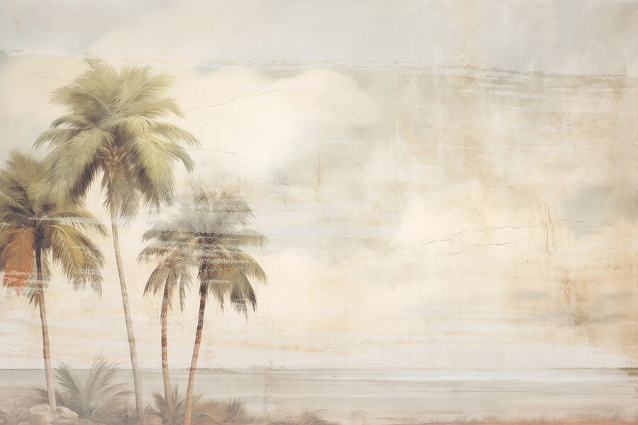 Palmeras junto a una masa de agua