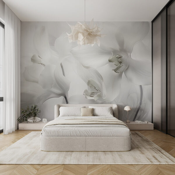 Delicadas orquídeas blancas bajo una luz suave Delicadas orquídeas blancas bajo una luz suave
