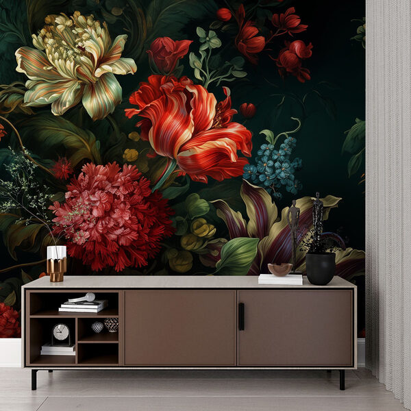 Pintura de flores sobre fondo oscuro Pintura de flores sobre fondo oscuro