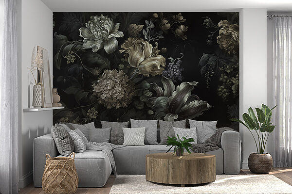 Pintura de flores sobre fondo negro Pintura de flores sobre fondo negro