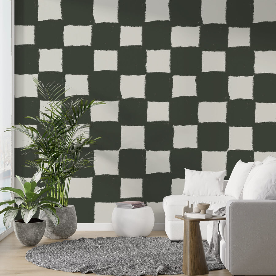Diseño a cuadros en blanco y negro
