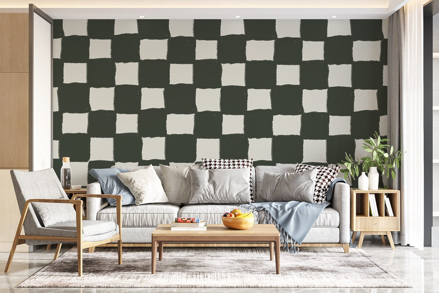 Diseño a cuadros en blanco y negro