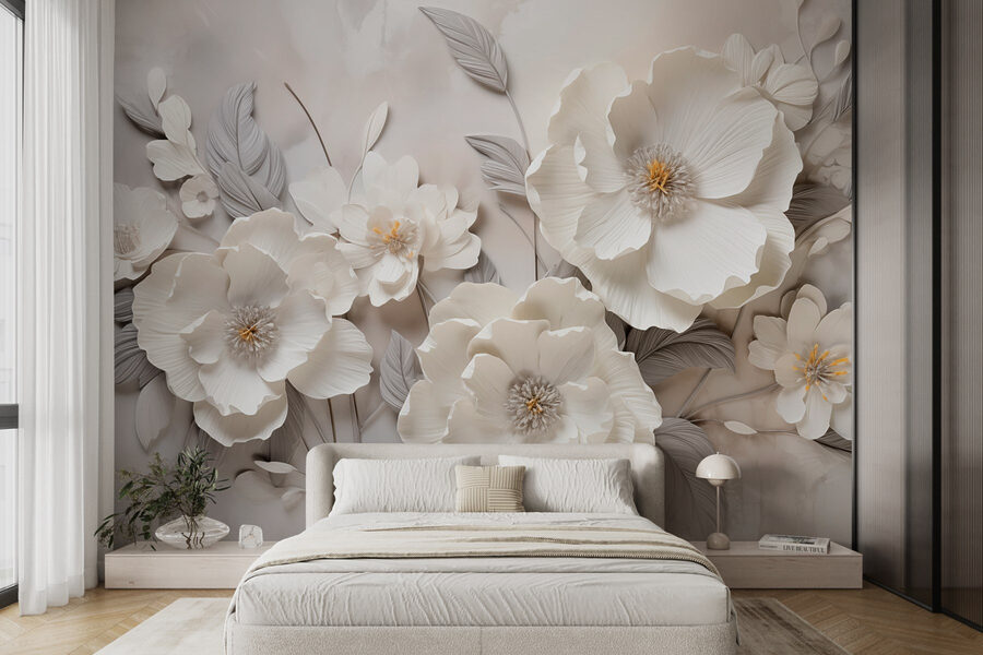 Flores blancas en una pared