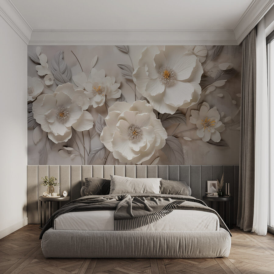 Flores blancas en una pared
