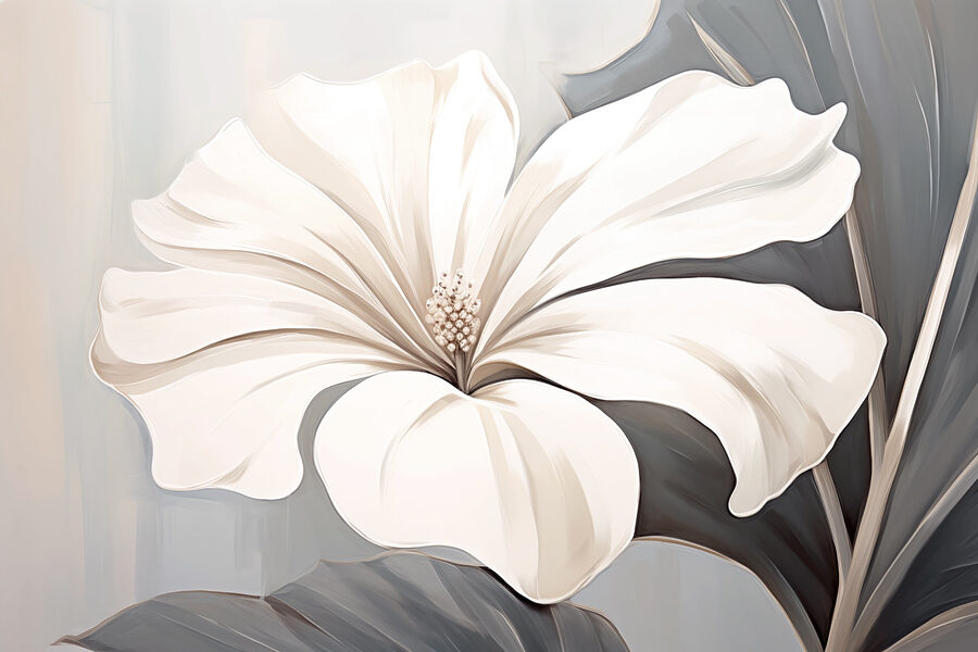 Flor blanca sobre fondo gris