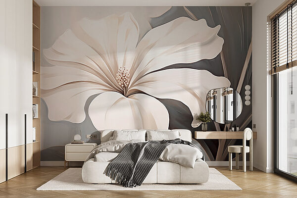 Flor blanca sobre fondo gris Flor blanca sobre fondo gris