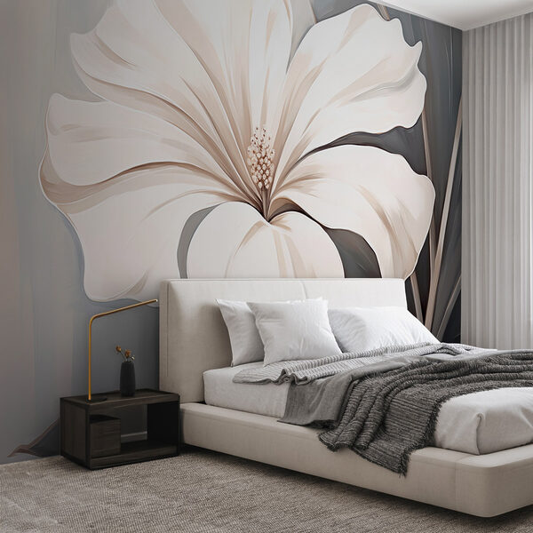 Flor blanca sobre fondo gris Flor blanca sobre fondo gris