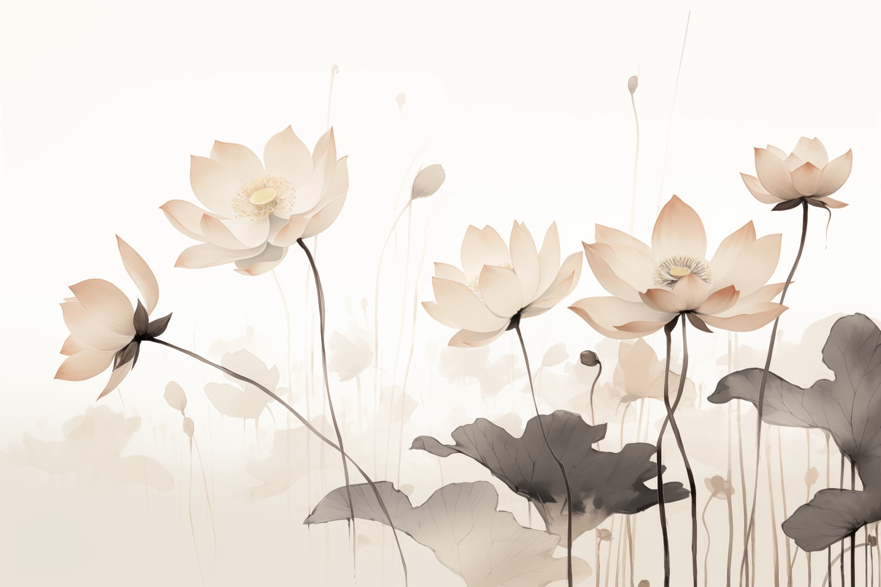 Group of flowers with leaves Group of flowers with leaves