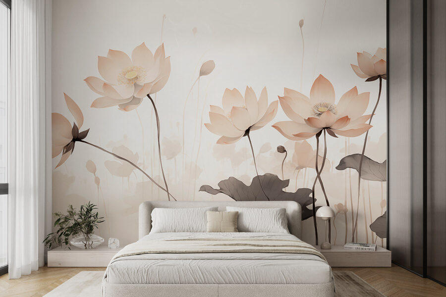 Grupo de flores con hojas