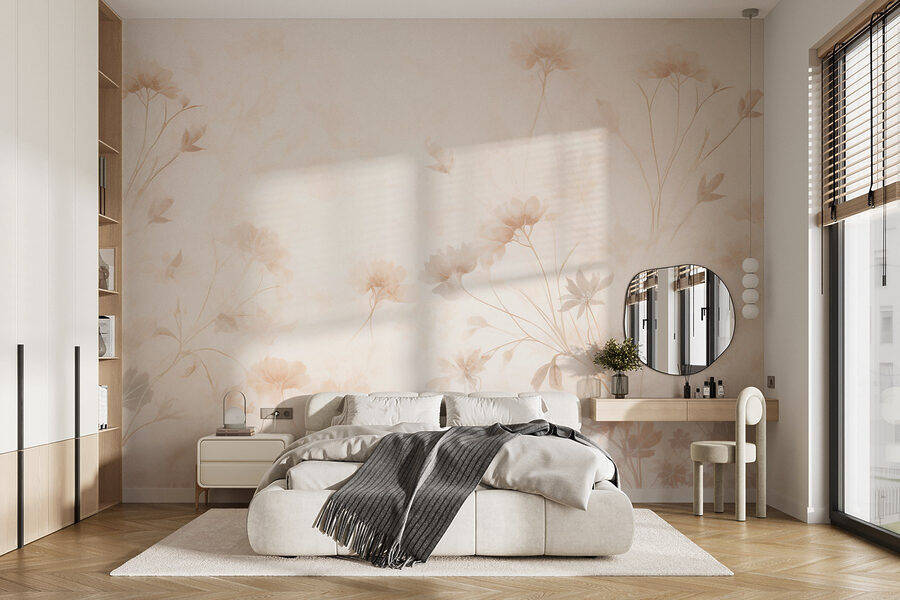 Estampado floral blanco y rosa