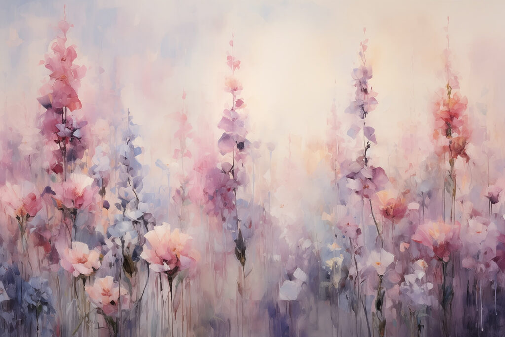 Pintura de flores en un campo Pintura de flores en un campo